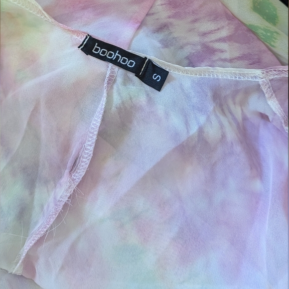 Boohoo Maxi Tie Dye Kimono Neon Colors Sheer Small EUC - Picture 3 of 12